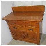 Vintage wood two drawer dry sink with underneath