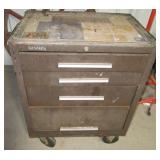 Three drawer Kennedy tool box on castors.