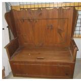 Hallway entry wood bench with inside storage. Hallway entry wood bench with inside storage.