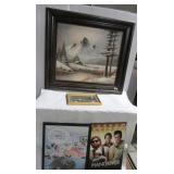 (4) Decorative pieces including framed and signed (4) Decorative pieces including framed and signed