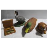 (3) Decorative ducks including (2) Wood ones.