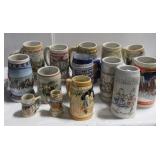 (11) Various beer steins including Budweiser,