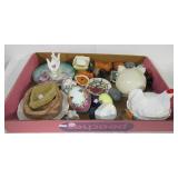 Hen on the nest, small plates, glass rabbit, Hen on the nest, small plates, glass rabbit,