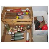 Vintage Thermoses, cheese boxes, vintage spices, Vintage Thermoses, cheese boxes, vintage spices,