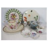 Glassware items including Burton & Burton teapot,