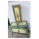 (2) Hand painted item including trunk & shelving (2) Hand painted item including trunk & shelving