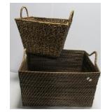 (2) Various sized wicker baskets. Largest