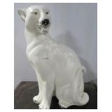 Ceramic white panther statue. Measures 21" Tall.