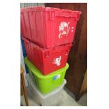 (4) Large totes with lids. (4) Large totes with lids.