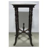 Wood plant stand with marble top. Measures 29" h