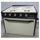 Four burner magic chef stove. Note: Missing Four burner magic chef stove. Note: Missing