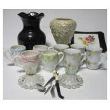 Glassware items including vases, coffee cups, Glassware items including vases, coffee cups,