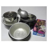 (3) Boxes of household including large stainless (3) Boxes of household including large stainless