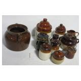 Logan pottery double handled bean pot, salt Logan pottery double handled bean pot, salt