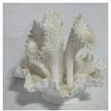 Milk glass hobnail Epergne. Milk glass hobnail Epergne.