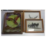 (3) Framed etching prints. (2) By Gene Gray and