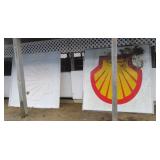 (2) Large plastic gas station shell signs.