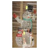 (3) Outdoor lighted snowman & decorative wood