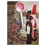 Outdoor lighted candy canes & (6) Wood Christmas