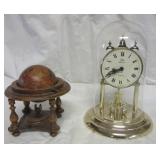 Elgon American dome clock and a small wood globe.