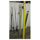 (3) Fishing rod carriers and (5) Fishing rods