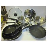 (7) Various sized frying pans including Ultrex