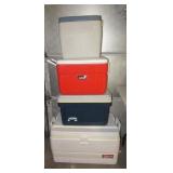 (4) Various sized coolers including Igloo,