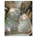 Glassware items including clear glass candle Glassware items including clear glass candle