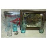 Coca-Cola collectibles including metal basket,