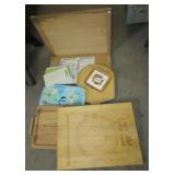 (10) Cutting boards and trays including wood,