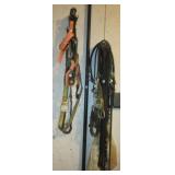 Various tie down straps, rubber bungie cords,