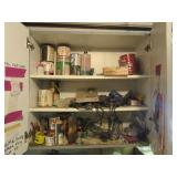 Content of cupboard including various paint,