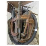 (10) Large C-clamps including Armstrong, (10) Large C-clamps including Armstrong,