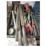 Large group of hand tools including files,