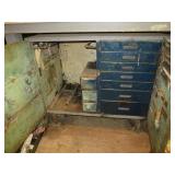 Heavy metal storage cart on castors with 9 drawer