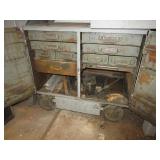 Heavy metal storage cart on castors with 9 drawer