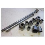 Large Powr-Kraft ratchet extender & (10) sockets Large Powr-Kraft ratchet extender & (10) sockets