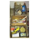 (3) Boxes of items including various wood glue,