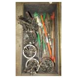 Wood crate with large variety sized drill bits & Wood crate with large variety sized drill bits &