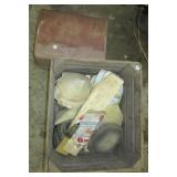 Wood crate filled with various buffing pads, Wood crate filled with various buffing pads,