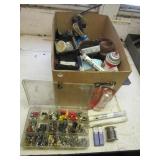 Various sand paper, oilers, wire connector set, Various sand paper, oilers, wire connector set,