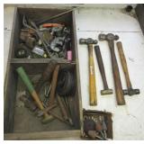 Wood crate filled with (6) machinist hammers, Wood crate filled with (6) machinist hammers,