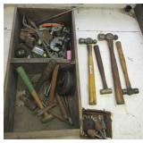 Wood crate filled with (6) machinist hammers,