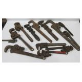 (11) Pipe & monkey wrenches including Ridgid,