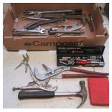 Large group of hand tools including wrenches,