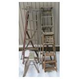 (5) Various sized wood step ladders from 2ft-6ft.