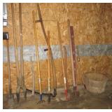 Bushel basket filled with (11) yard tools Bushel basket filled with (11) yard tools