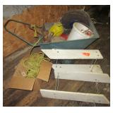 Garden cart with rope, fishing planers, minnow Garden cart with rope, fishing planers, minnow