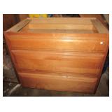 Three drawer cabinet. Measures 34.5" h x 36" w x Three drawer cabinet. Measures 34.5" h x 36" w x