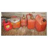 (5) Various size gas cans from 2-5 gallon.